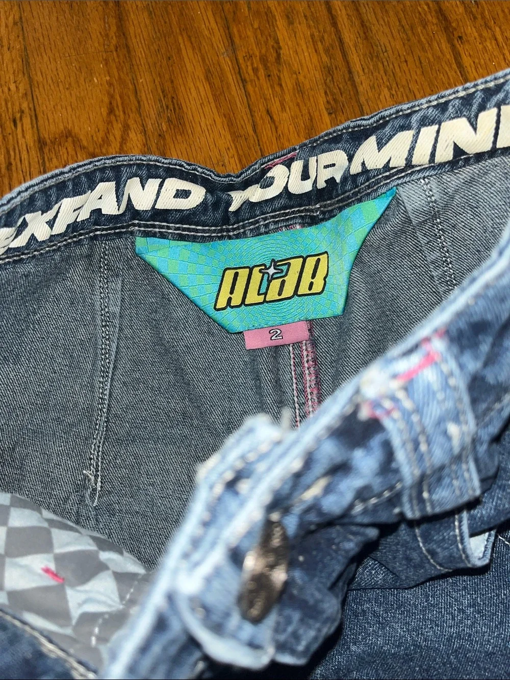 Alab Expand Your Mind Denim Long Star Skater Shorts Size 2